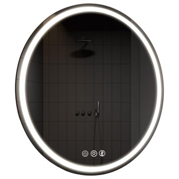 HOMLUX 28" Round LED Bathroom Makeup Mirror in Silver, , large