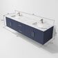 Lexora Home Geneva 80" Double Bathroom Vanity in Navy Blue with 2 cm White Carrara Marble Top and Rectangular Sinks, , large