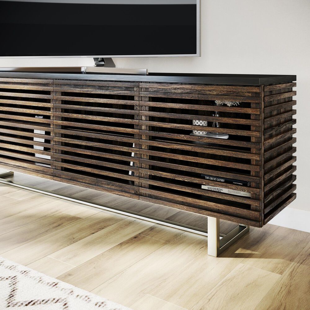 Hooker Furniture 78" Entertainment Console in Dark Gray and Antique Bronze, , large