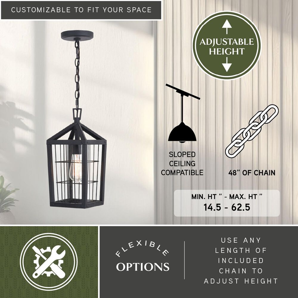 Vaxcel Gage 1-Light Outdoor Pendant in Volcanic Black, , large