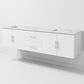 Lexora Home Geneva 72" Double Bathroom Vanity in Glossy White with 2 cm White Carrara Marble Top and Rectangular Sinks, , large