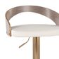 LumiSource Grotto Swivel Barstool with White Faux Leather Upholstery in Gold and Light Grey (Set of 2), , large