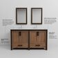 Lexora Home Ziva 60" Double Bathroom Vanity in Rustic Barnwood with 2 cm White Quartz Top and Rectangular Sinks, , large