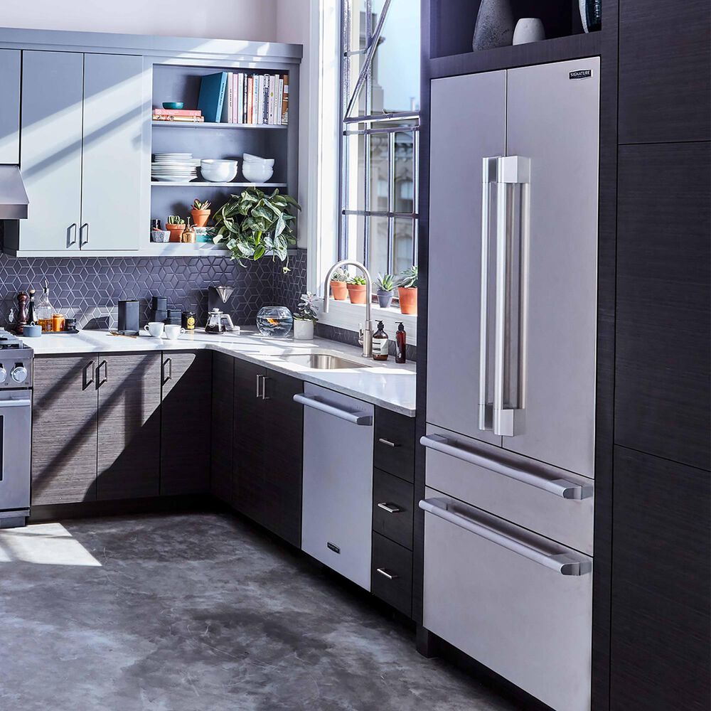 Signature Kitchen Suite 19.3 Cu. Ft. Built-in French Door Refrigerator and Panel Kit in Stainless Steel, , large