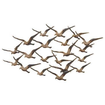 Maple and Jade 27" x 48" Coastal Flock of Birds Wall Decor in Gold and Black, , large