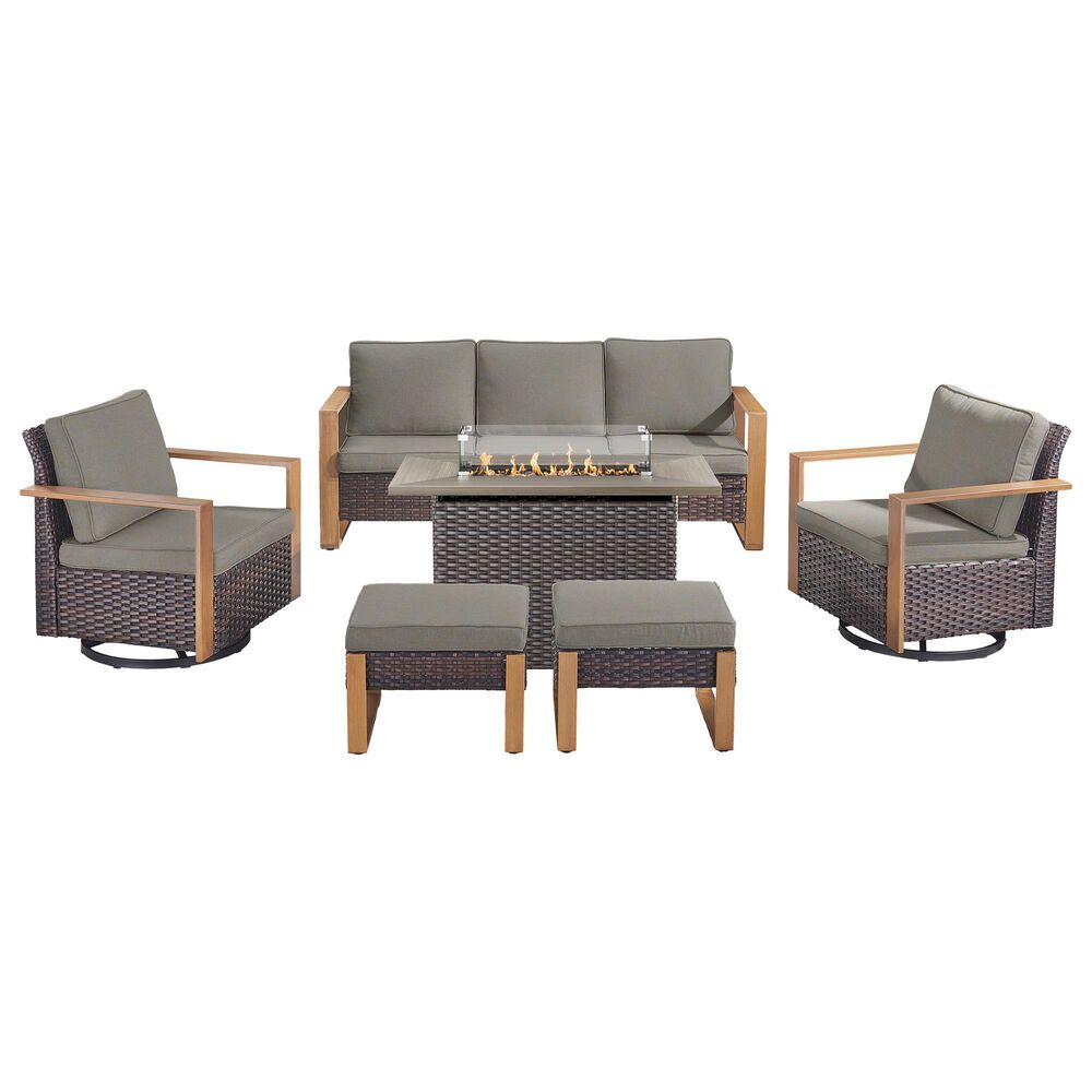 Sunwell Garden 6-Piece Patio Fire Pit Set In Gray, , large