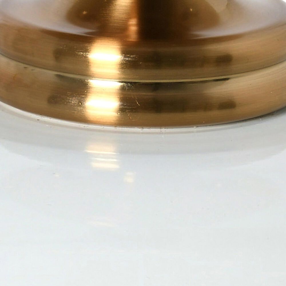 Creative Coop Presley 1-Light Semi-Flush Mount with Navy Blue Shade in Brushed Brass, , large