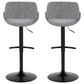 LumiSource Fabrico Swivel Adjustable Bar Stool with Grey Noise Fabric Upholstery and Rounded T Footrest in Black (Set of 2), , large