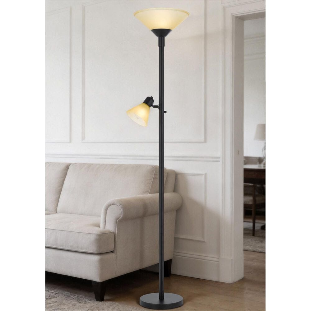 Cal Lighting Brayton Torchiere Floor Lamp in Black, , large