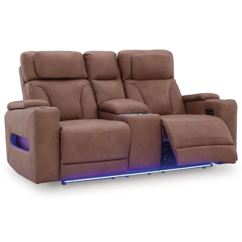 Ashley Point Clear Power Reclining Loveseat in Caramel, , large