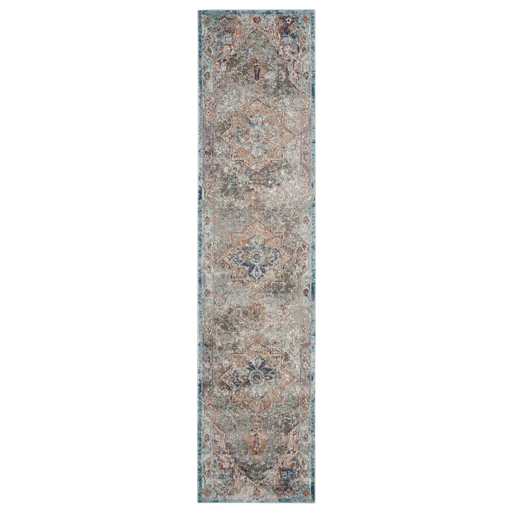 Safavieh Aria ARA119E 2" x 6" Beige and Blue Runner, , large