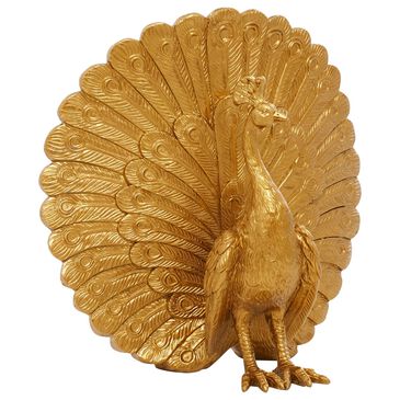Maple and Jade 12" Peacock Sculpture in Gold, , large
