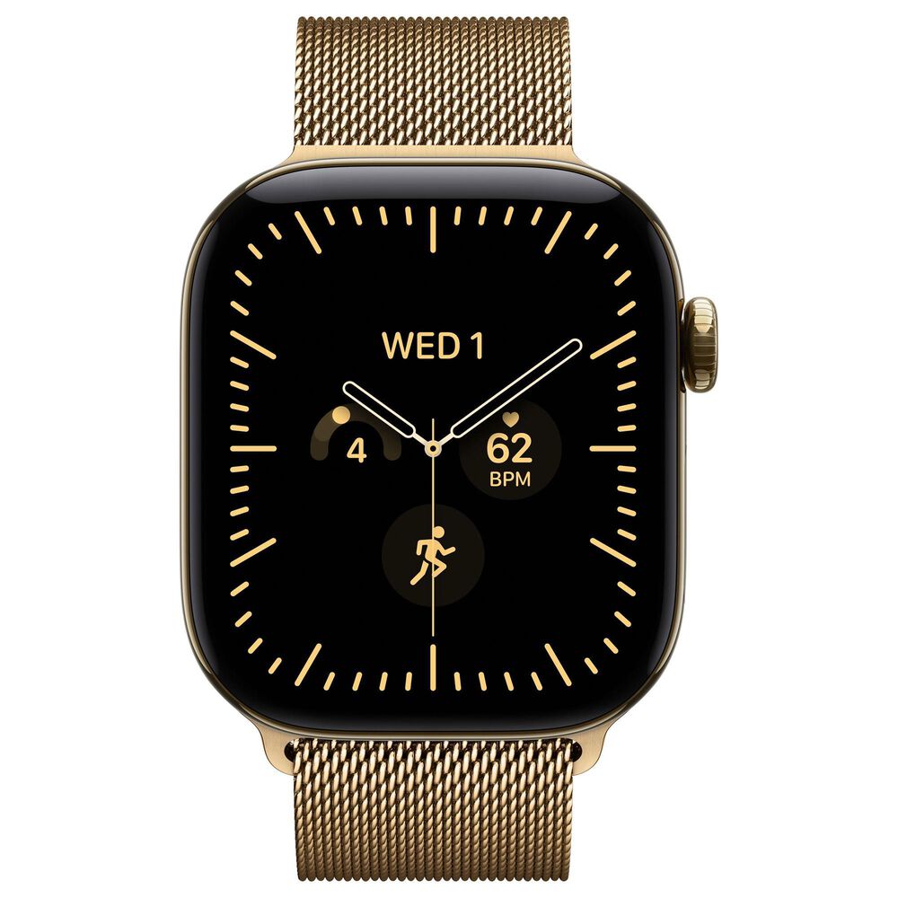 Apple Watch Series 12 (GPS + Cellular) 42mm Radiant Gold Titanium Case with Radiant Gold Milanese Loop and 2-Year AppleCare+, , large