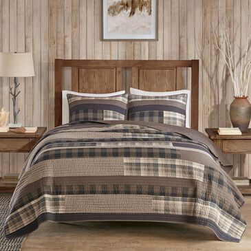 Hampton Park Winter Plains 3-Piece Full/Queen Oversized Quilt Mini Set in Taupe, , large