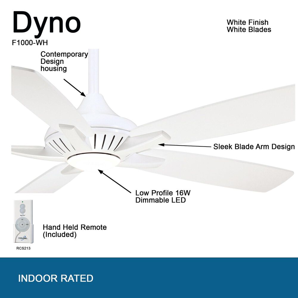 Minka-Aire Dyno 52" Ceiling Fan with LED Light in White, , large