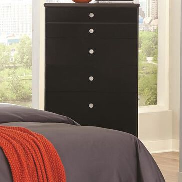 Seven Stars Kaylynn 5-Drawer Chest in Travertine and Black, , large