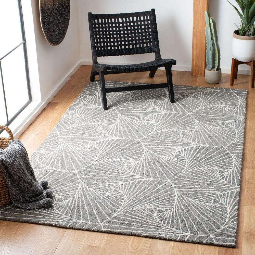 Safavieh Micro-Loop Geometric 4&#39; x 6&#39; Grey and Ivory Area Rug, , large