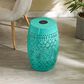 Hearth and Haven Outdoor Side Table with Built-In Solar Battery in Teal, , large