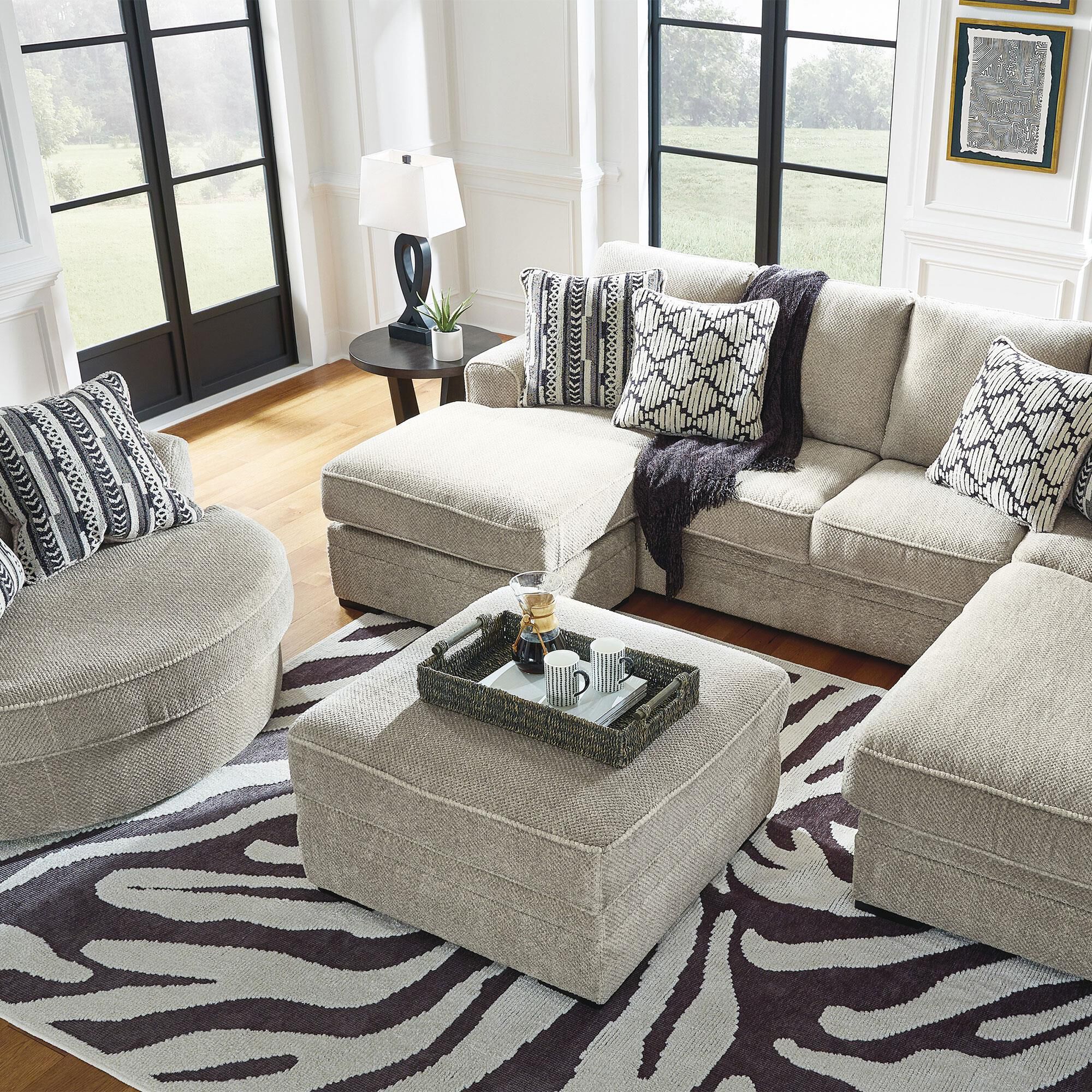 Ashley Calnita Ottoman with Storage in Sisal