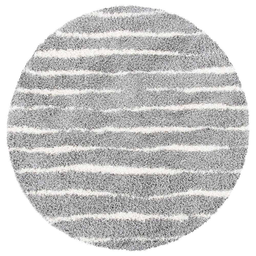 Safavieh Venus Shag VNS603J 8" Round Grey and Ivory Area Rug, , large