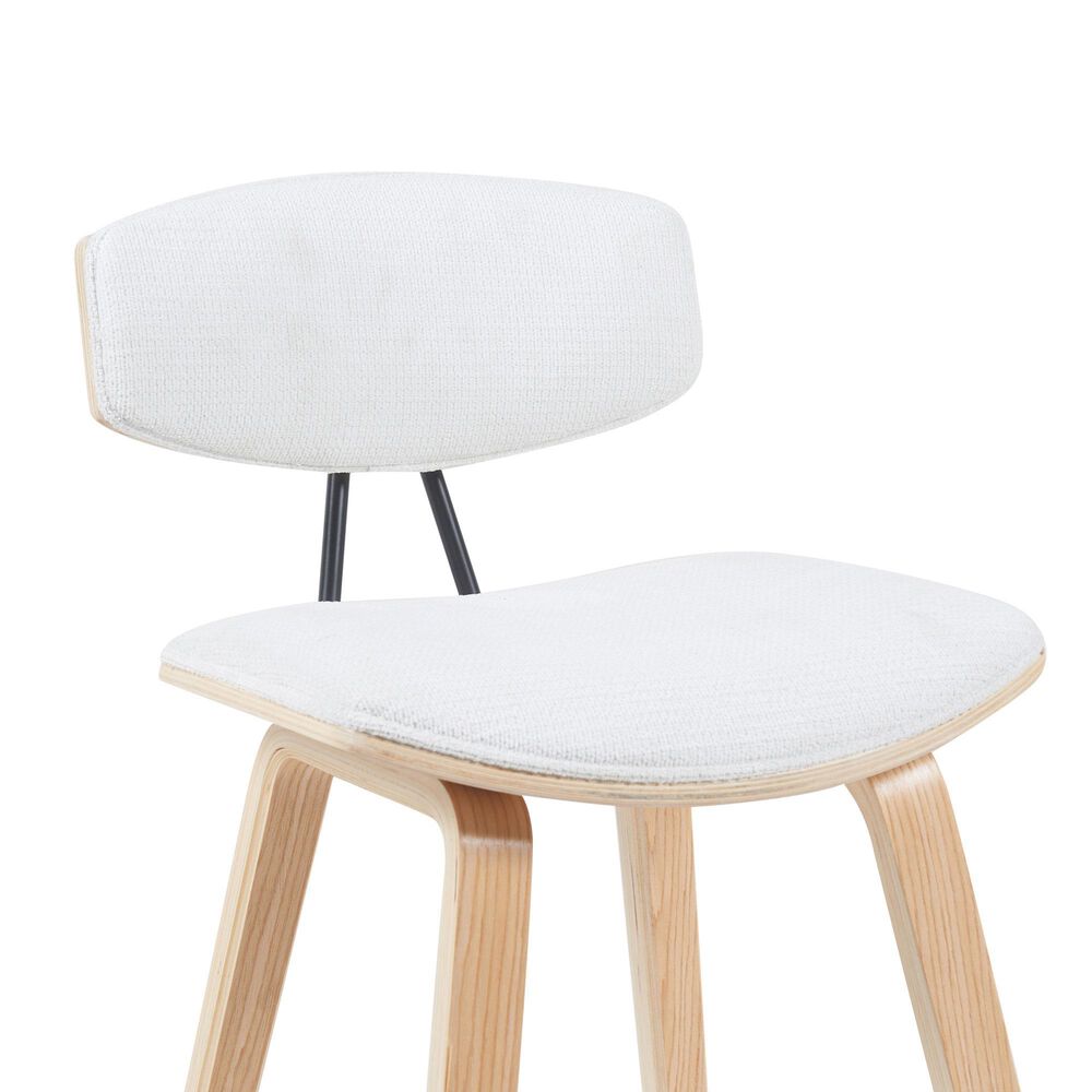 Armen Living Fox Counter Height Stool with White Upholstery in Patterned Oak, , large