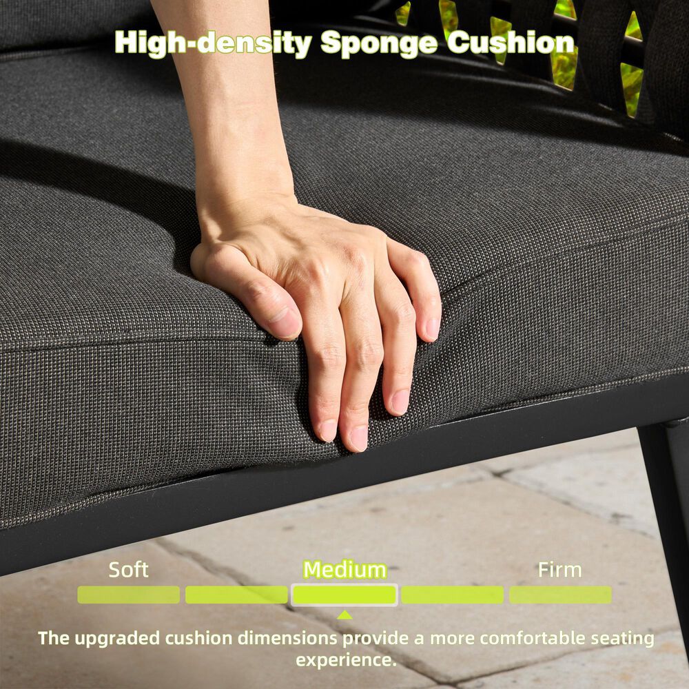 HOMLUX 6-Piece Patio Conversation Set with Woven Sling Fabric in Black, , large