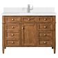 James Martin Vanities Brittany 60" Single Bathroom Vanity in Saddle Brown with 3 cm White Zeus Quartz Top and Rectangular Sink, , large