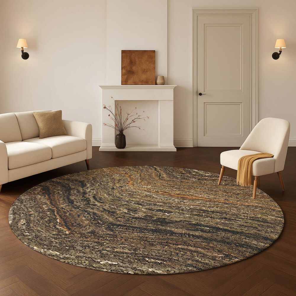 Dalyn Rug Company Lumara Brown 8' Round Area Rug, , large
