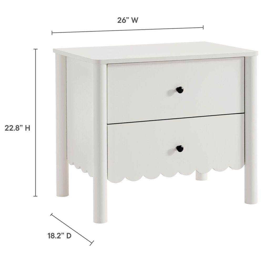 Modway Emmeline Scalloped 2 Drawer Nightstand in White, , large
