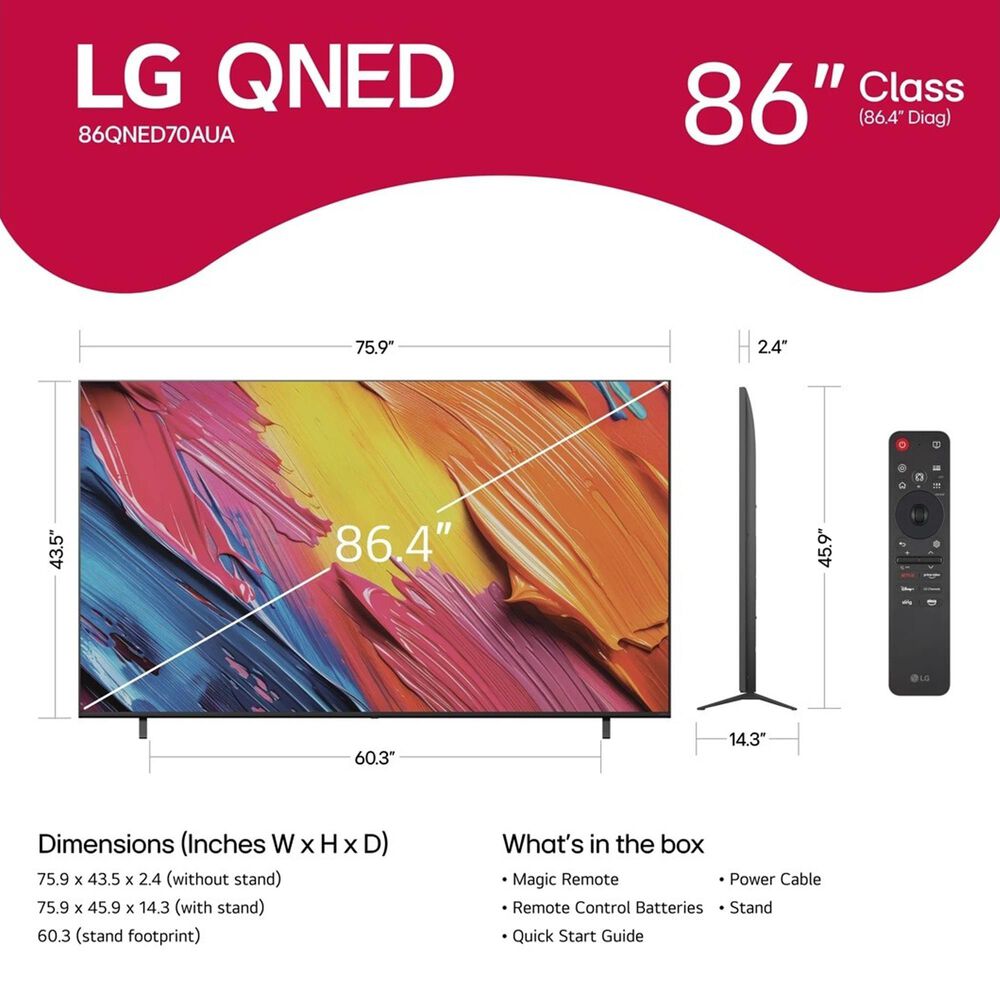 LG 86&quot; Class QNED70A Series AI 4K Ultra HD in Black - Smart TV, , large