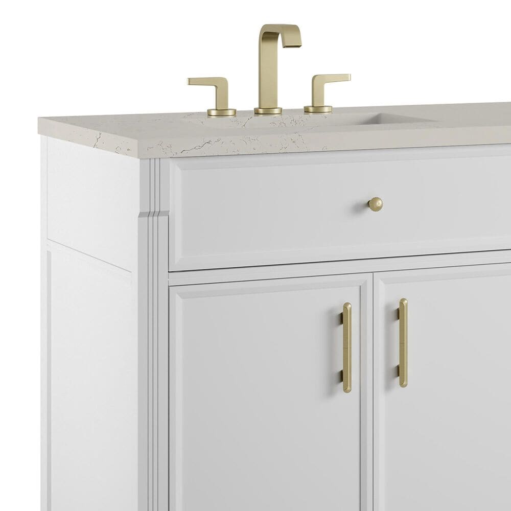 James Martin Bellshire 72" Double Bathroom Vanity in Bright White with 3 cm Siberian Silestone Top, Rectangular Sinks and FreePower Wireless Charger, , large