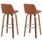 LumiSource Toriano Swivel Bar Stool with Camel Faux Leather Upholstery in Walnut and Chrome (Set of 2), , large