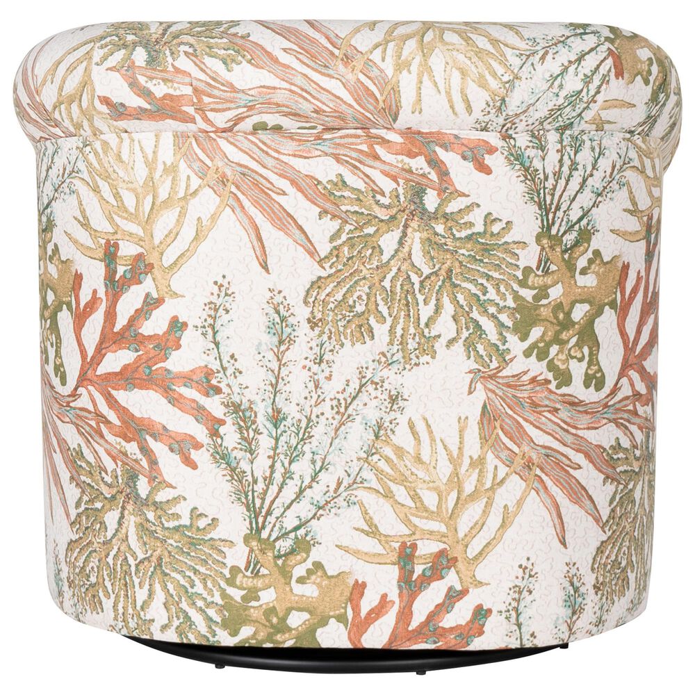 Linon Home Decor Bonnie Swivel Club Chair in Ocean Green, Orange and White, , large