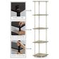 HOMLUX 5-Tier Modern Tall Corner Open Bookshelf in Sonoma Oak and White, , large