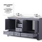 Lexora Home Dukes 60" Double Bathroom Vanity in Dark Grey with White Quartz Top and Rectangular Sinks, , large