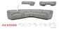 Interlochen 6-Piece Leather Power Reclining Sectional with Power Headrests in Blanca Light Gray, , large