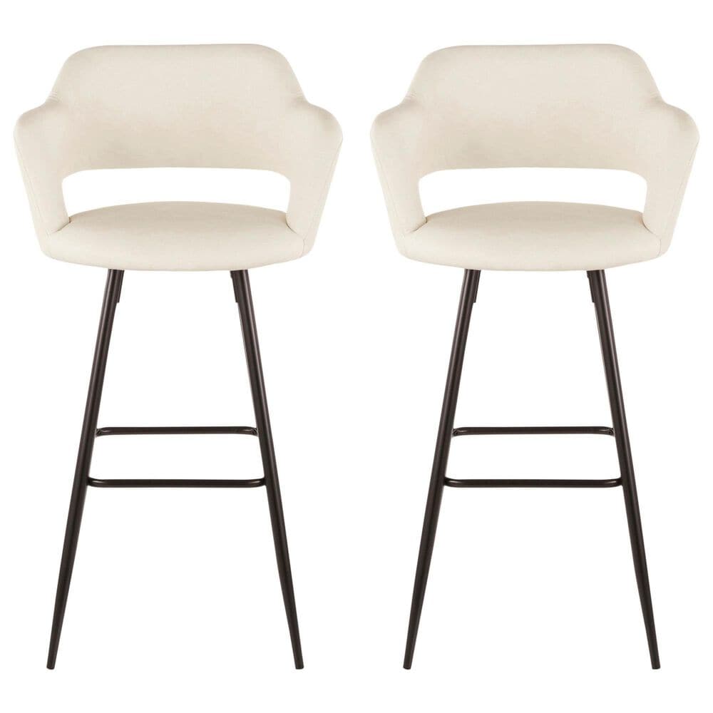 Lumisource Margarite Barstool with Cream Cushion in Black &#40;Set of 2&#41;, , large