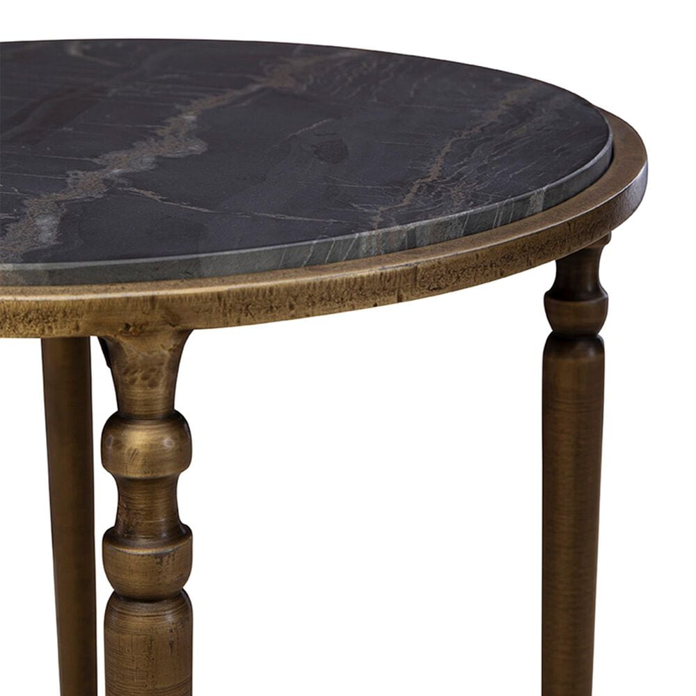 Timeless Designs Evry Side Table in Dark Slate Gray and Antique Brass, , large