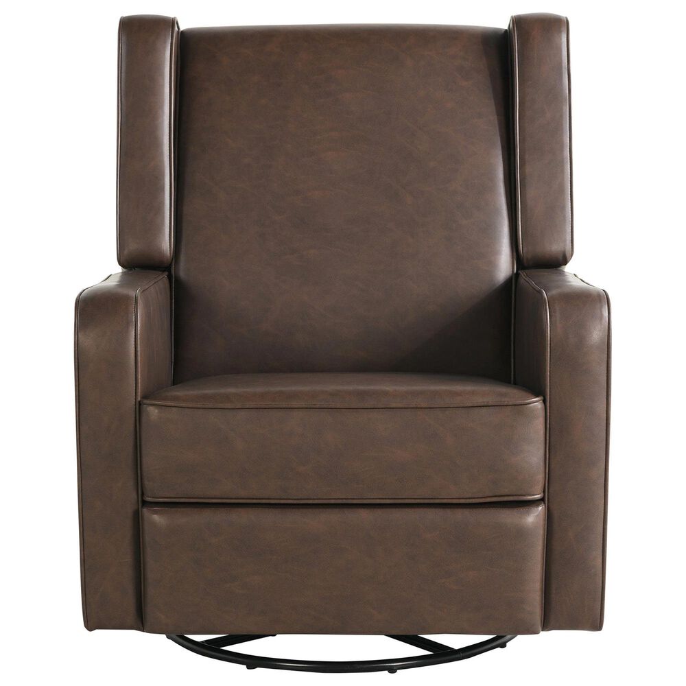 Lifestyle Solutions Emerson Manual Swivel Rocker Recliner in Brown, , large