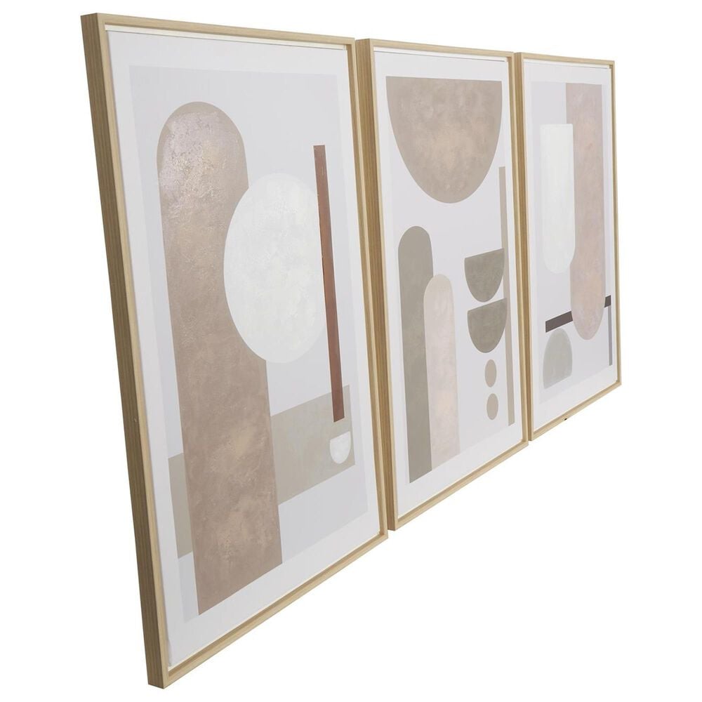 Maple and Jade 24&quot; x 36&quot; Abstract Wall Art in Pink, Beige, White and Gray &#40;Set of 3&#41;, , large