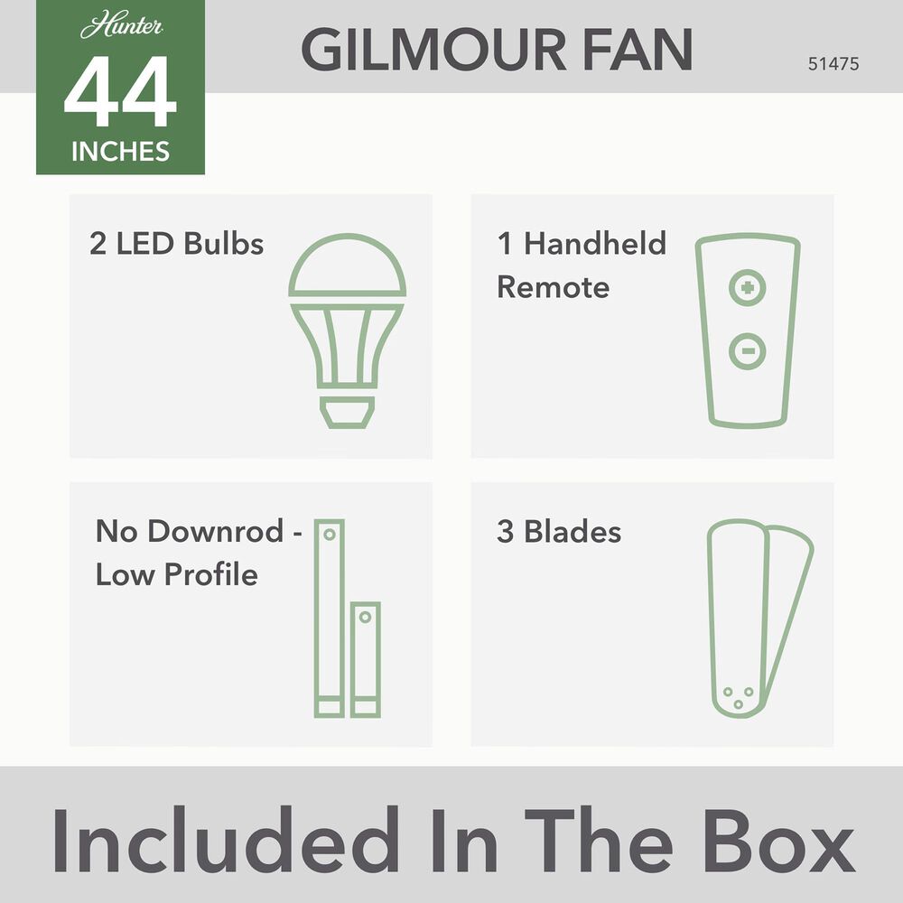Hunter Gilmour 44&quot; Indoor/Outdoor Ceiling Fan with LED Lights in Matte Silver, , large