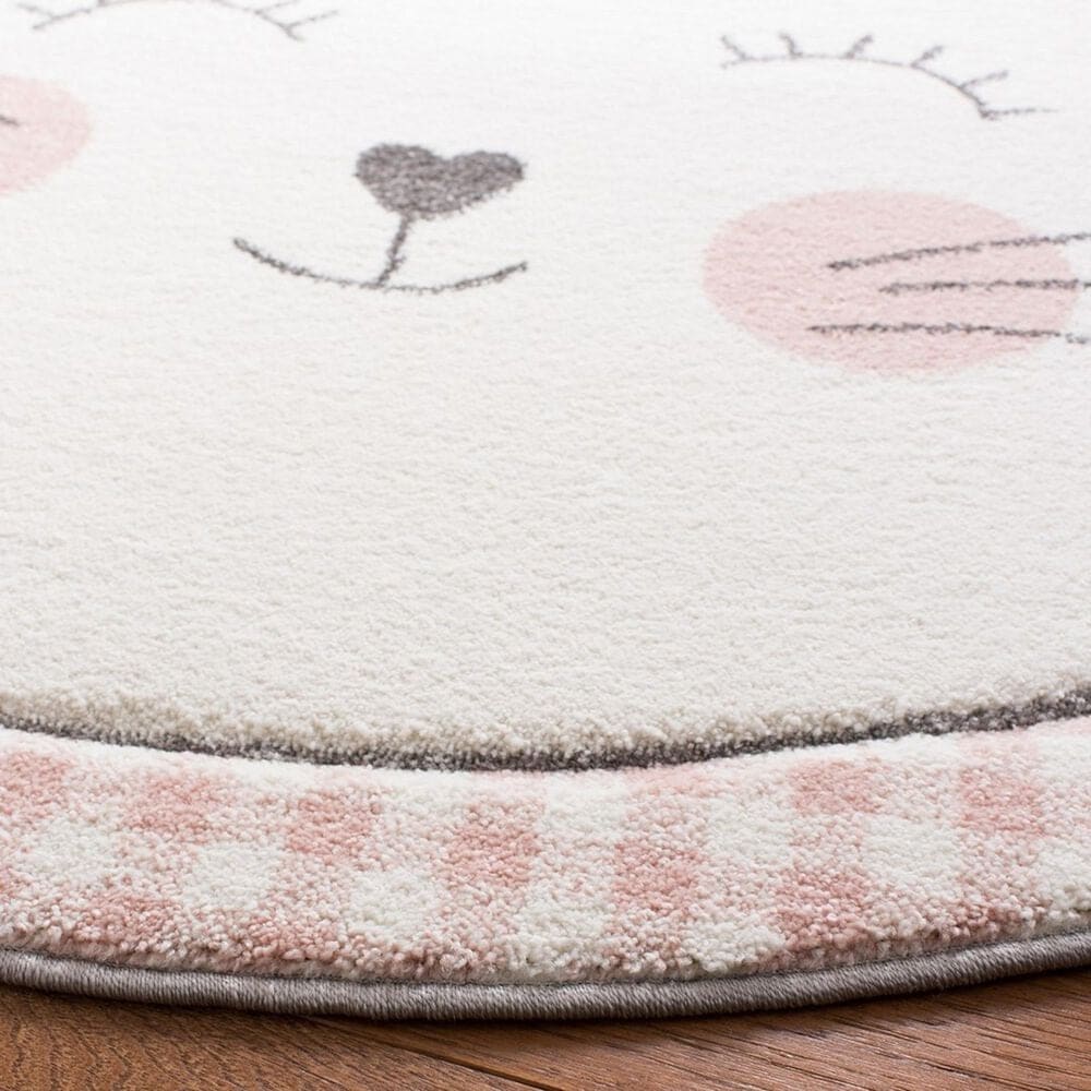 Safavieh Carousel CRK134 4&#39; Round Pink and Grey Kids  Area Rug, , large