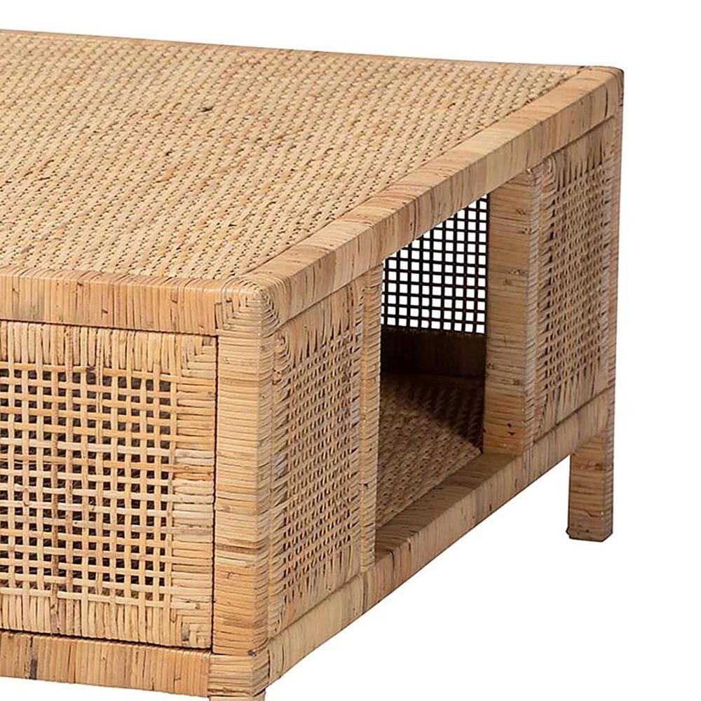 Baxton Studio Kalimantan Square Coffee Table in Light Honey, , large