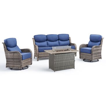 Sunwell Garden 4-Piece Firepit Set in Navy, , large