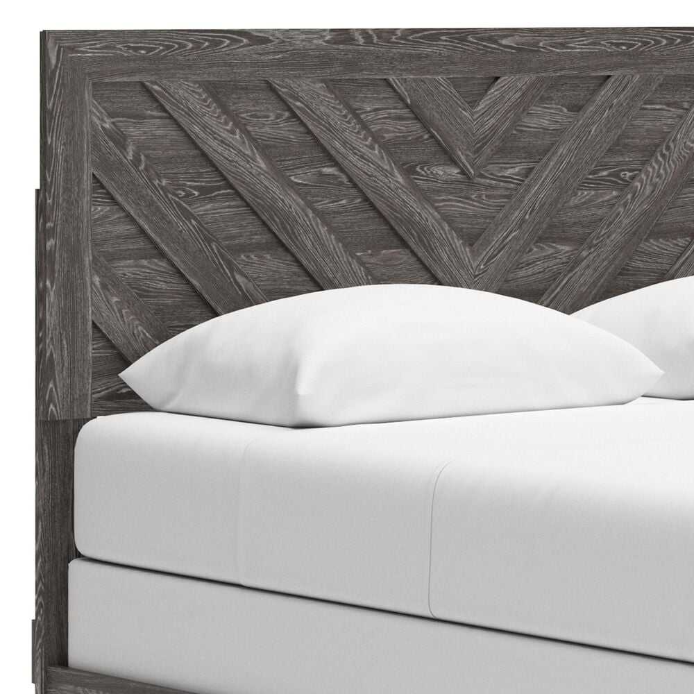 Ashley Sylveri Queen Chevron Panel Bed in Gray, , large