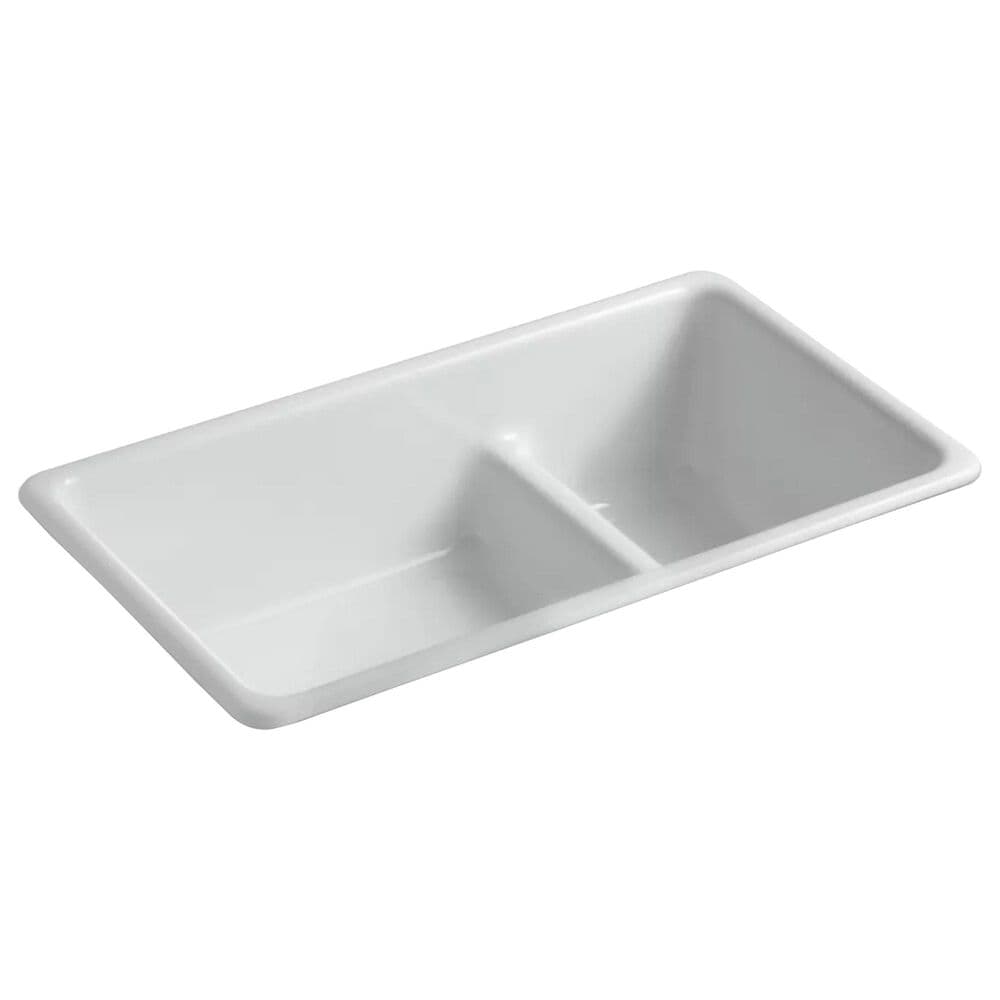 Kohler Iron-Tones Smart Divide 33" Top-Undermount Double Bowl Kitchen Sink in Ice Grey, , large