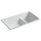 Kohler Iron-Tones Smart Divide 33" Top-Undermount Double Bowl Kitchen Sink in Ice Grey, , large