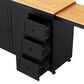 HOMLUX 74.8" Kitchen Island with Extendable Dining Table in Black and Natural, , large