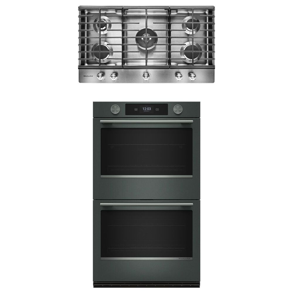 KitchenAid 2-Piece Kitchen Package with Juniper 30" Smart Double Wall Oven and Stainless Steel 36" Gas Cooktop, , large