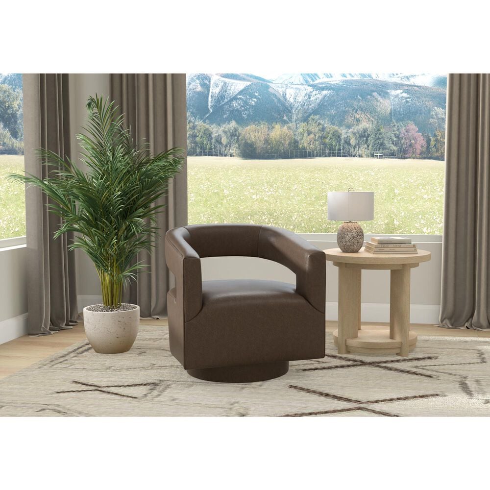 Golden Wave Furniture Brunco Swivel Chair in Dark Brown, , large